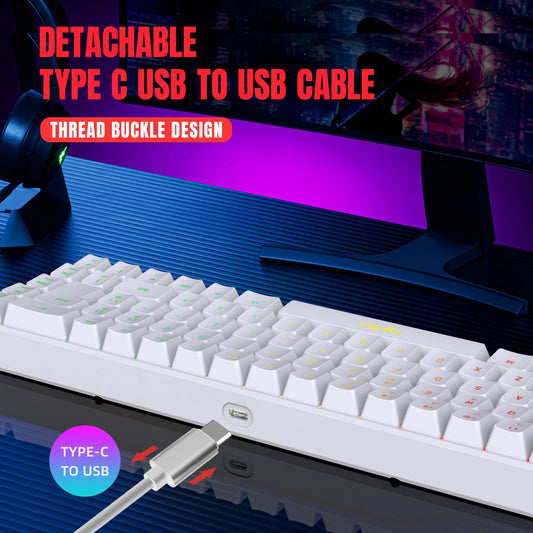 68-Key RGB Gaming Keyboard – Compact USB Wired Mechanical Feel, 20 Backlight Modes, Portable for Windows Laptop & PC