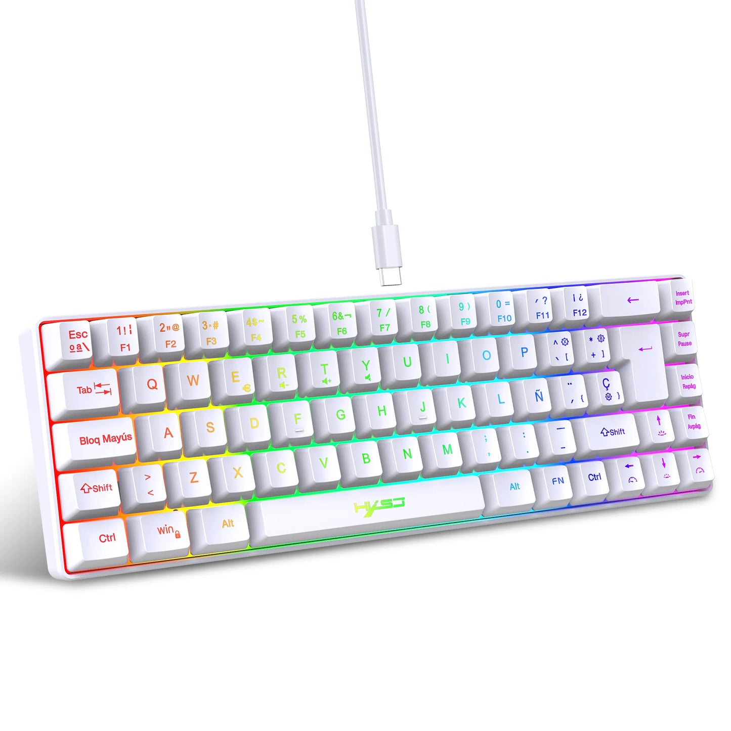 68-Key RGB Gaming Keyboard – Compact USB Wired Mechanical Feel, 20 Backlight Modes, Portable for Windows Laptop & PC