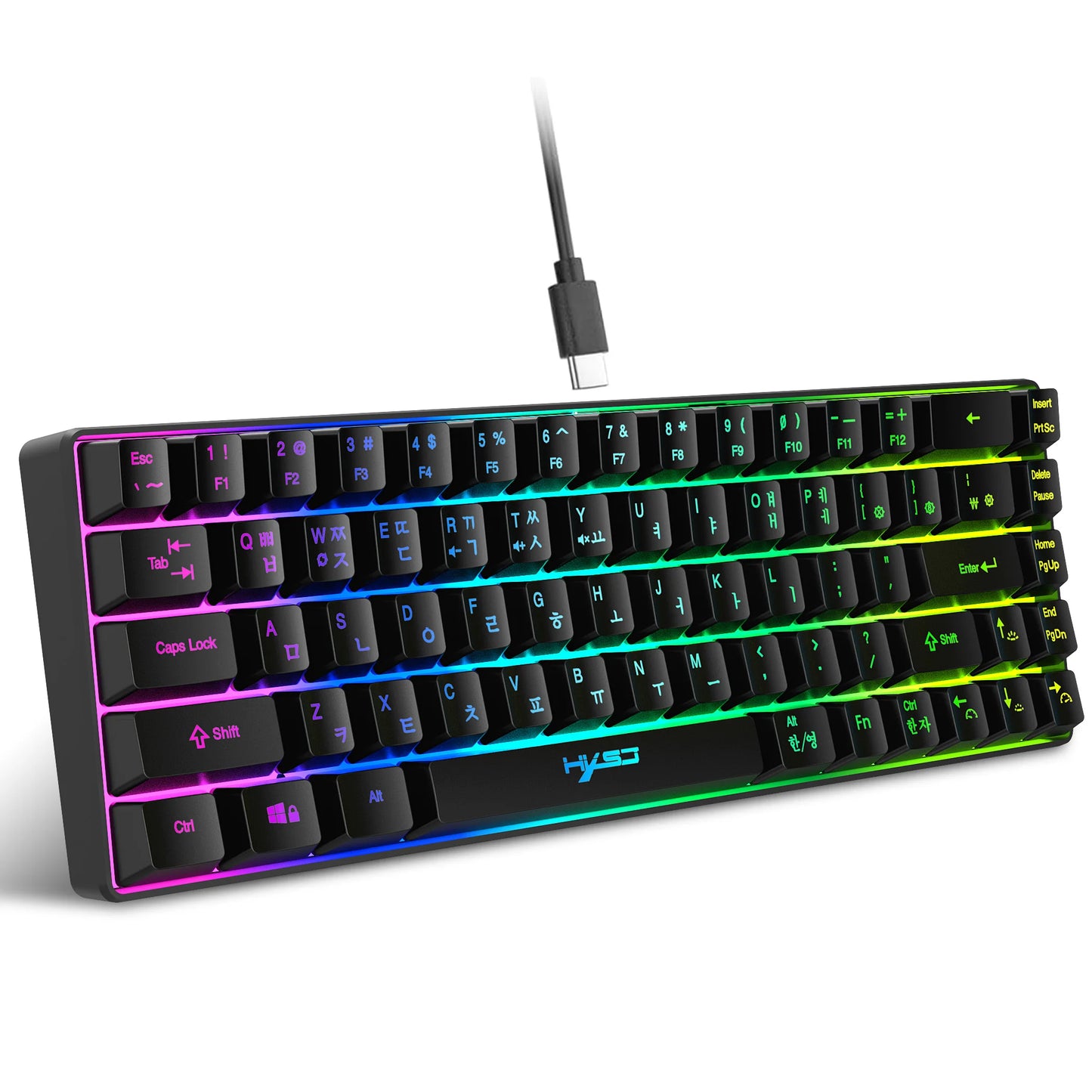68-Key RGB Gaming Keyboard – Compact USB Wired Mechanical Feel, 20 Backlight Modes, Portable for Windows Laptop & PC