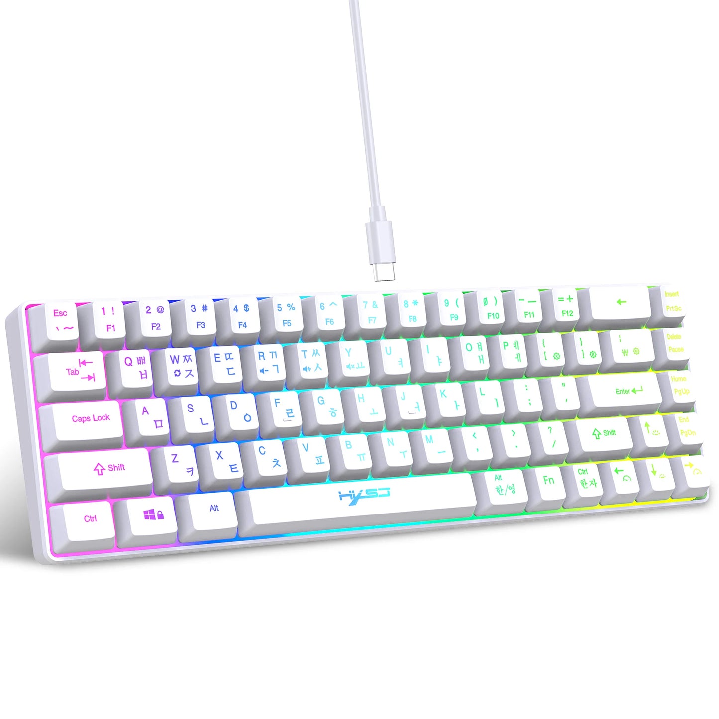 68-Key RGB Gaming Keyboard – Compact USB Wired Mechanical Feel, 20 Backlight Modes, Portable for Windows Laptop & PC