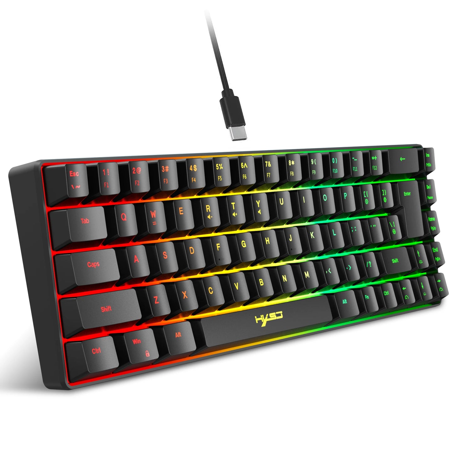 68-Key RGB Gaming Keyboard – Compact USB Wired Mechanical Feel, 20 Backlight Modes, Portable for Windows Laptop & PC