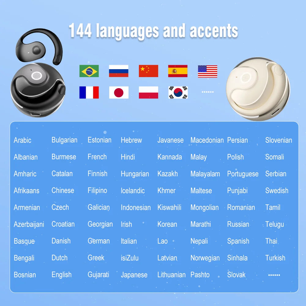 Translation Earphone Wireless Bluetooth Headphones Support 144 Languages Voice Translator